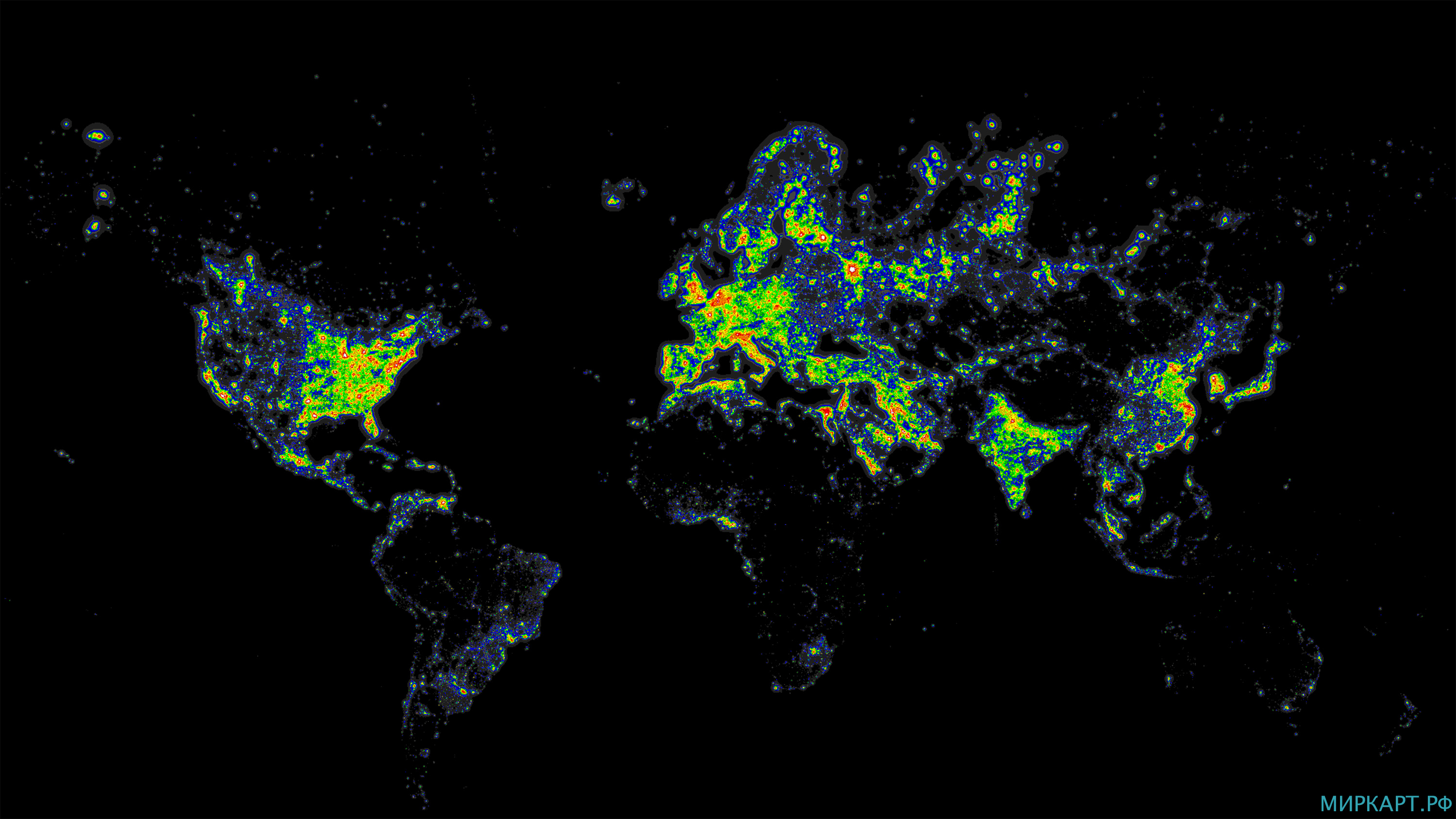 Карта мира световая